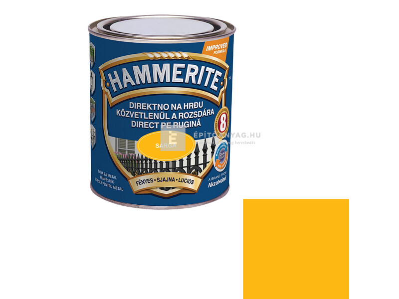 Hammerite fémfesték fényes sárga0,75 l