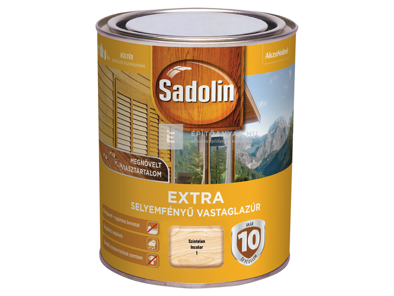 Sadolin Extra kültéri, selyemfényű vastaglazúr színtelen 0,75 l