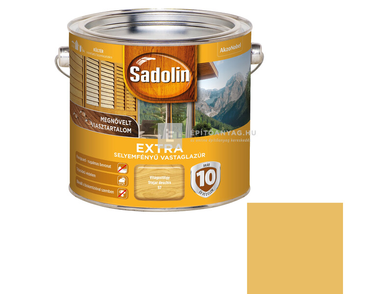 Sadolin Extra kültéri, selyemfényű vastaglazúr 2,5 l világostölgy