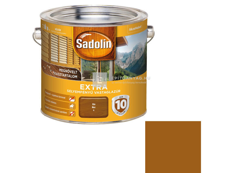 Sadolin Extra kültéri, selyemfényű vastaglazúr 2,5 l dió