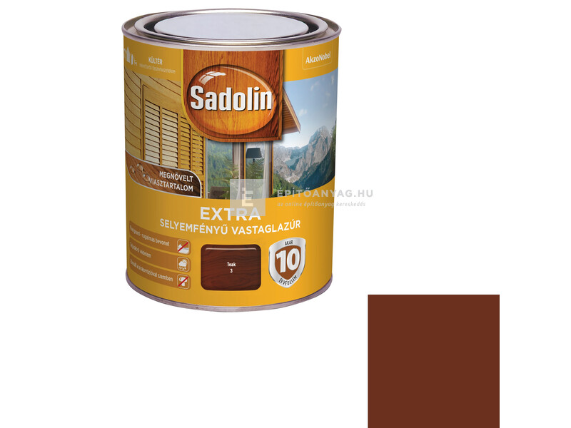 Sadolin Extra kültéri, selyemfényű vastaglazúr teak 0,75 l