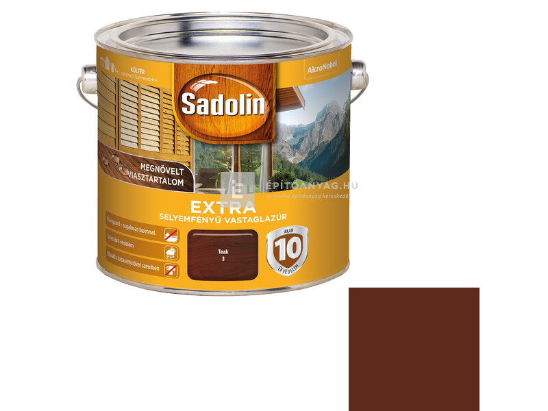 Sadolin Extra kültéri, selyemfényű vastaglazúr 2,5 l teak