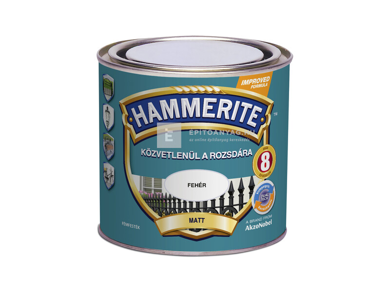 Hammerite fémfesték matt fehér 0,25 l
