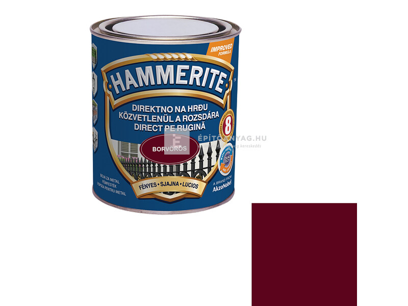 Hammerite fémfesték fényes borvörös 2,5 L