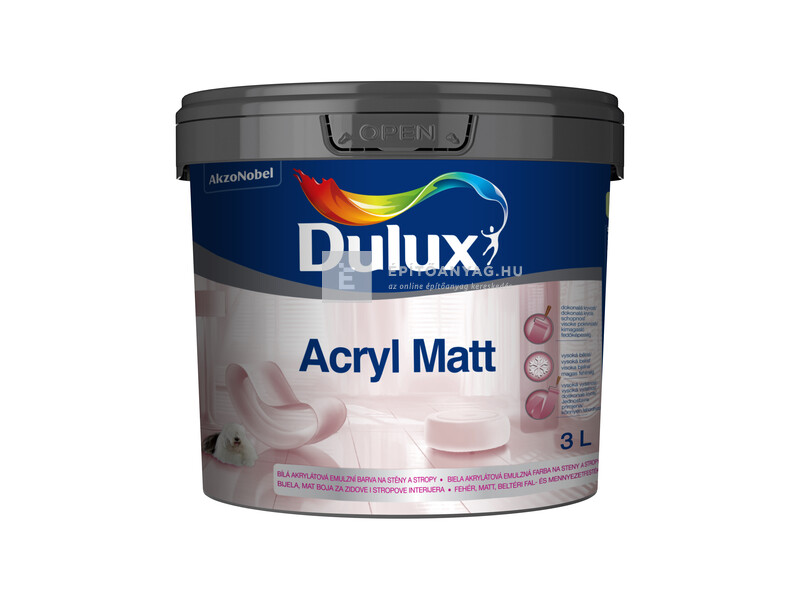 Dulux acryl matt beltéri falfesték fehér 3 l