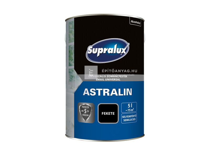 Supralux Astralin univerzális selyemfényű zománcfesték fekete 5 l