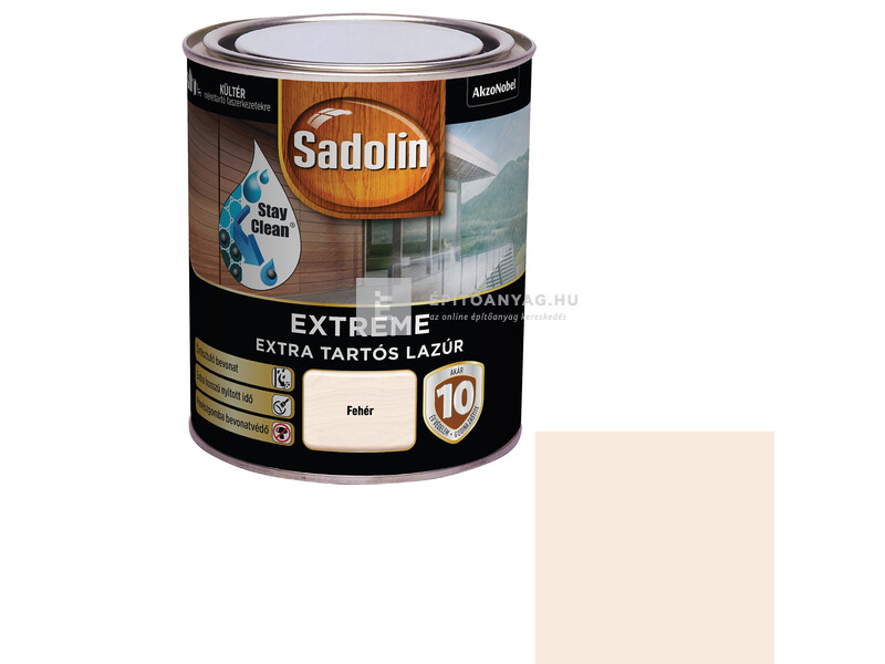 Sadolin Extreme kültéri, vizes, selyemfényű vastaglazúr fehér 0,7 l