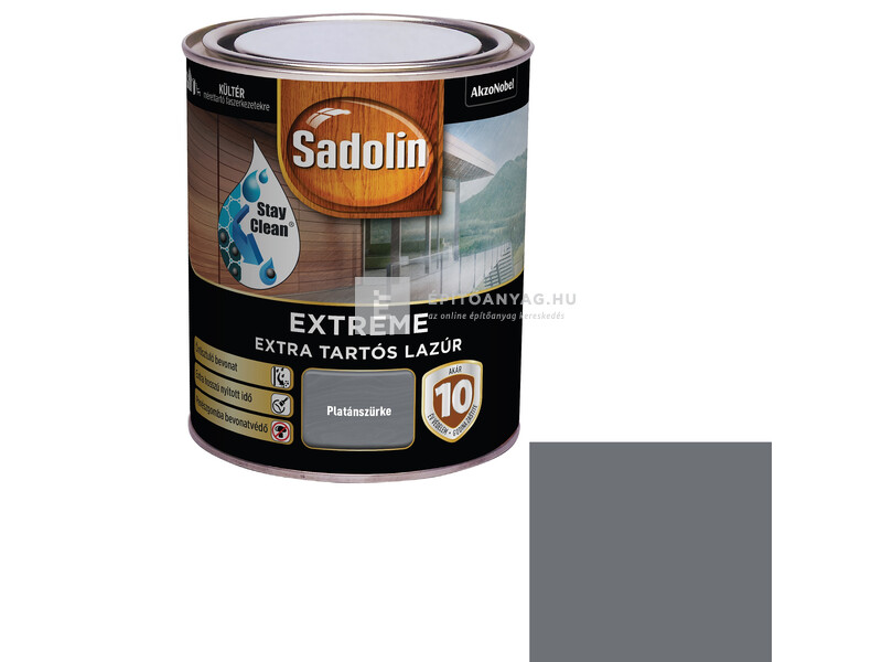 Sadolin Extreme kültéri, vizes, selyemfényű vastaglazúr platánszürke 0,7 l