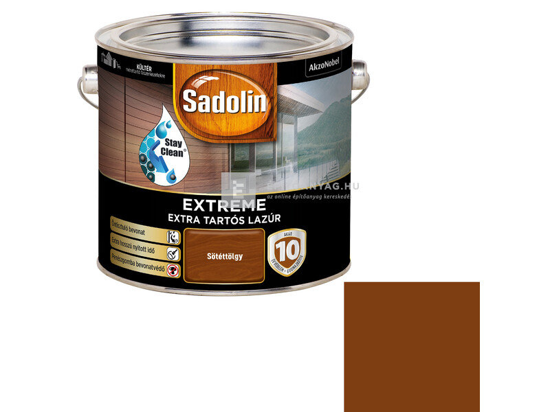 Sadolin Extreme kültéri, vizes, selyemfényű vastaglazúr sötéttölgy 2,5 l