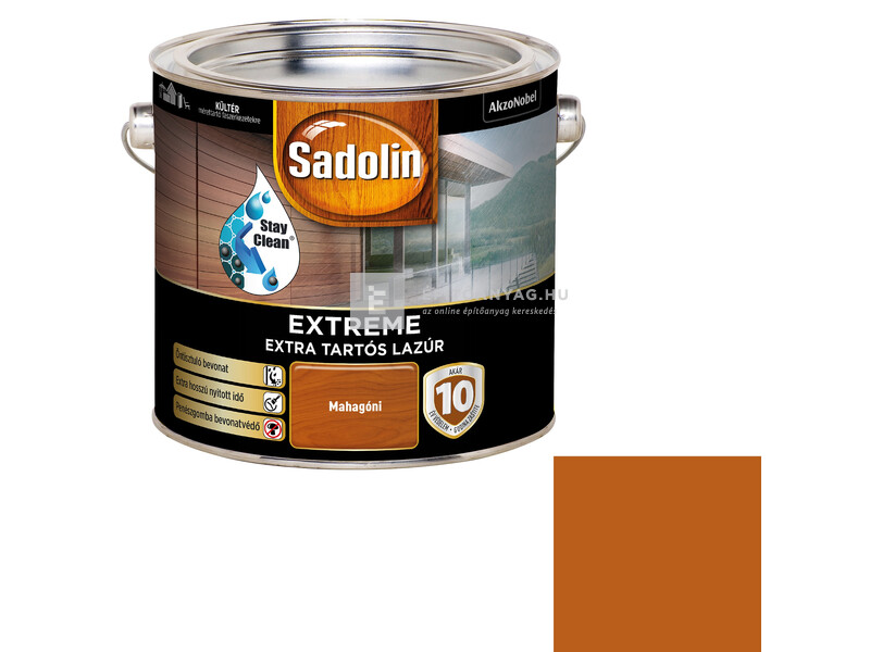 Sadolin Extreme kültéri, vizes, selyemfényű vastaglazúr mahagóni 2,5 l