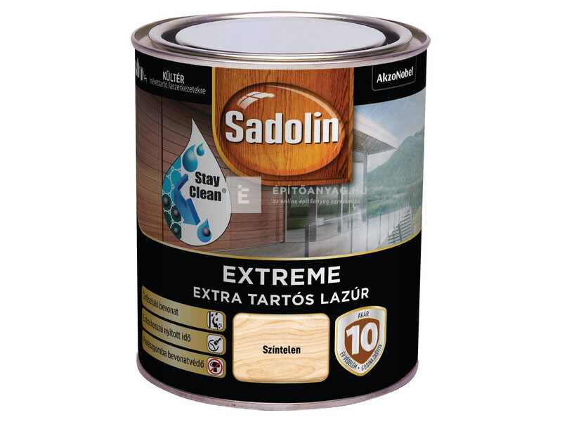 Sadolin Extreme kültéri, vizes, selyemfényű vastaglazúr színtelen 0,7 l