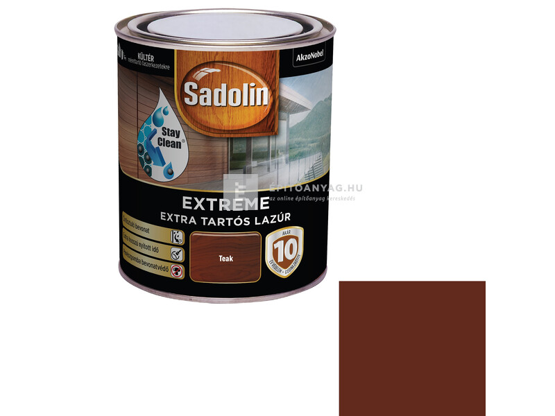 Sadolin Extreme kültéri, vizes, selyemfényű vastaglazúr teak 0,7 l