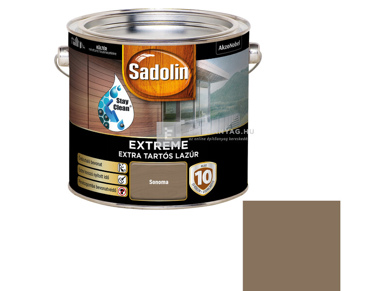 Sadolin Extreme kültéri, vizes, selyemfényű vastaglazúr sonoma 2,5 l