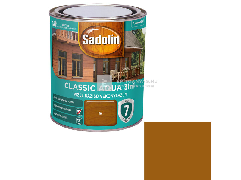 Sadolin Classic Aqua selyemfényű vékonylazúr dió 0,75 l