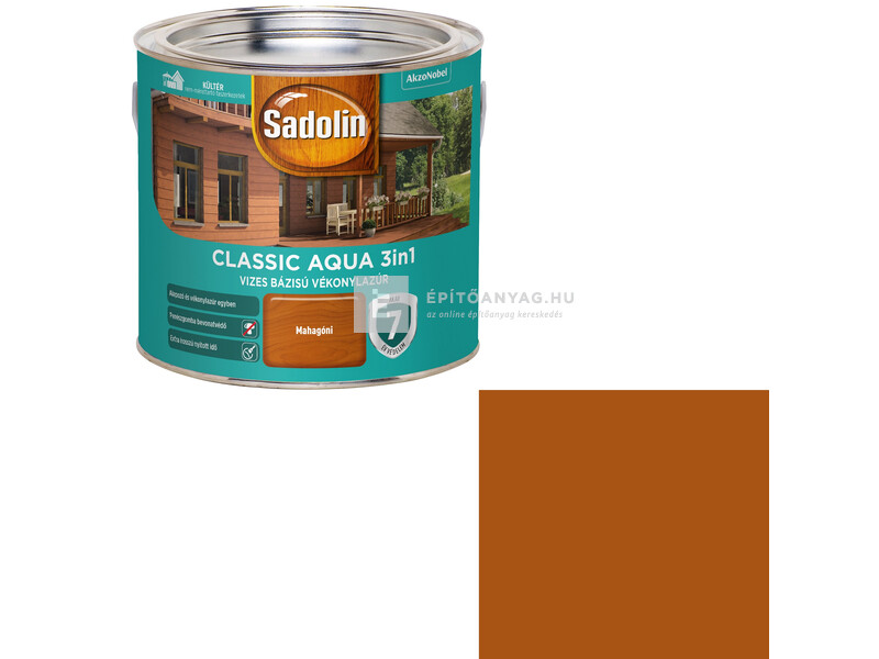 Sadolin Classic Aqua selyemfényű vékonylazúr mahagóni 2,5 l