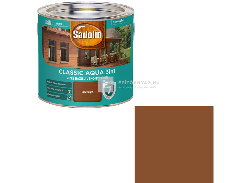 Sadolin Classic Aqua selyemfényű vékonylazúr sötéttölgy 2,5 l