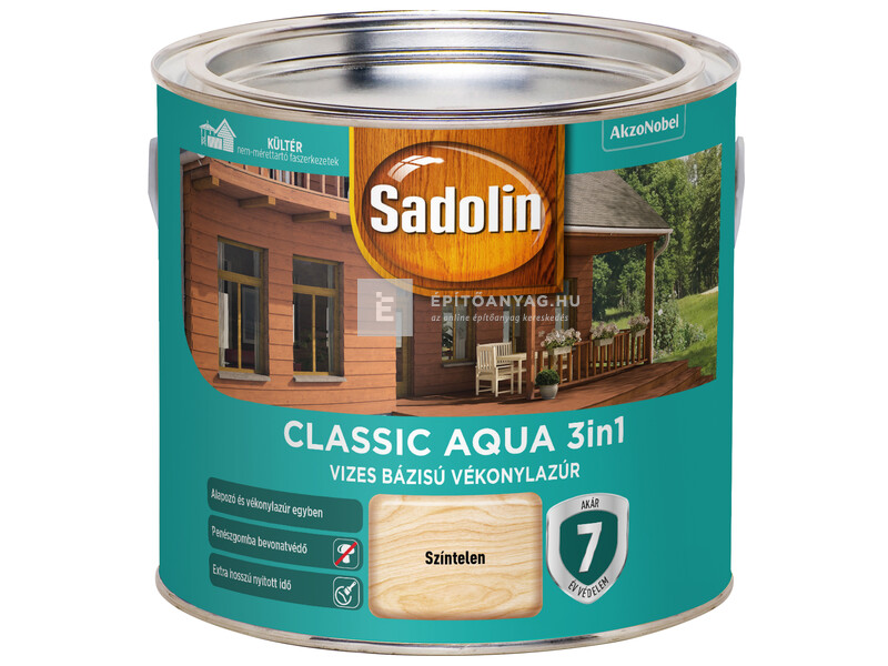 Sadolin Classic Aqua selyemfényű vékonylazúr színtelen 2,5 l