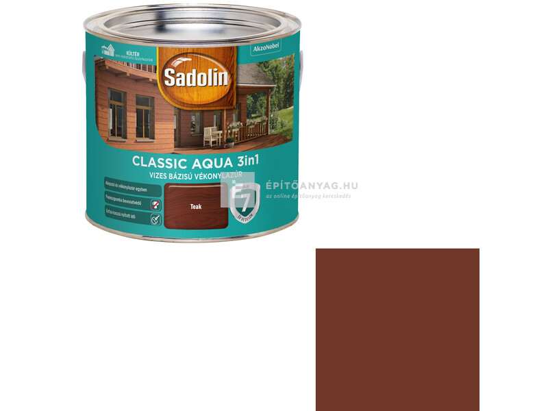 Sadolin Classic Aqua selyemfényű vékonylazúr teak 2,5 l