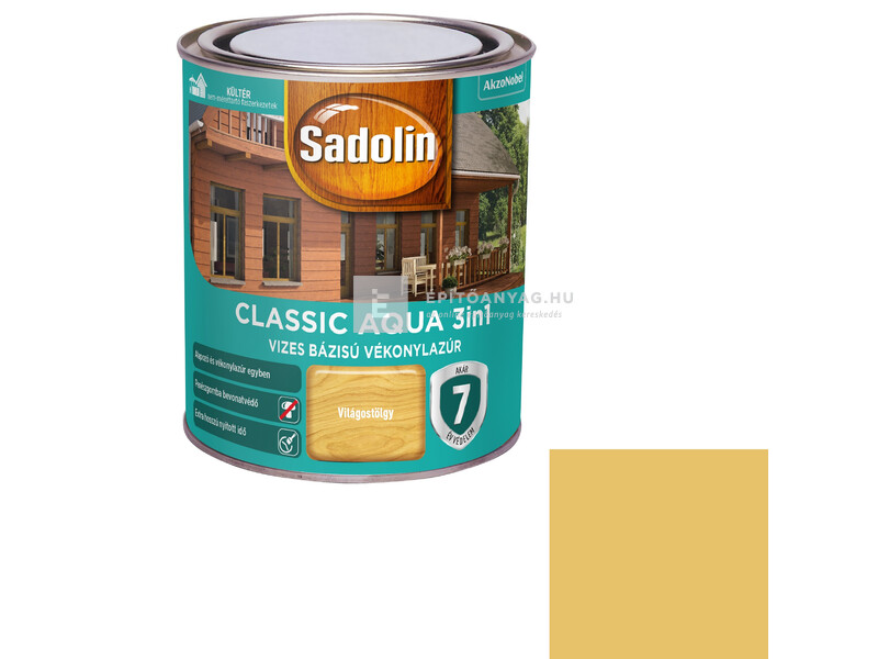 Sadolin Classic Aqua selyemfényű vékonylazúr világostölgy 0,75 l