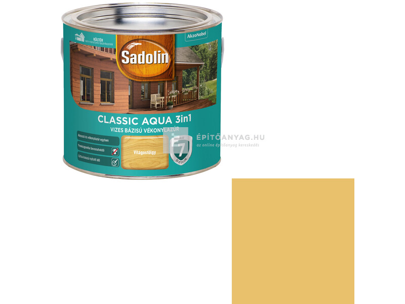 Sadolin Classic Aqua selyemfényű vékonylazúr világostölgy 2,5 l