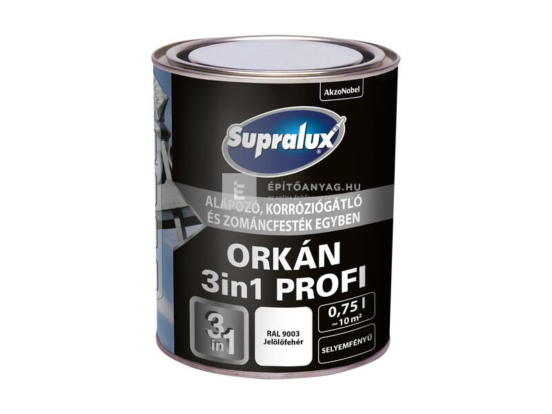 Supralux Orkán 3in1 Profi selyemfényű zománcfesték RAL9003 fehér 0,75 l