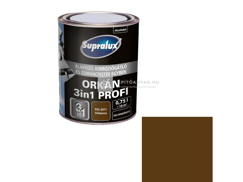 Supralux Orkán 3in1 Profi selyemfényű zománcfesték RAL8011 dióbarna 0,75 l