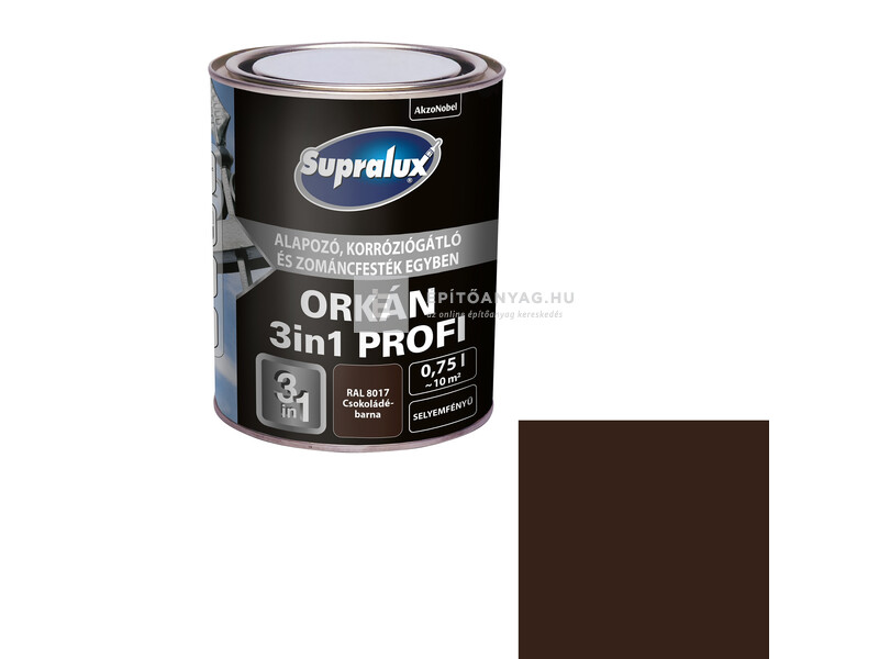 Supralux Orkán 3in1 Profi selyemfényű zománcfesték RAL8017 csokoládébarna 0,75 l