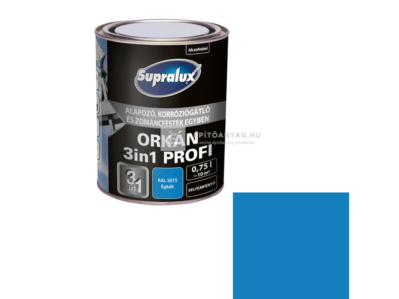 Supralux Orkán 3in1 Profi selyemfényű zománcfesték RAL5015 égkék 0,75 l