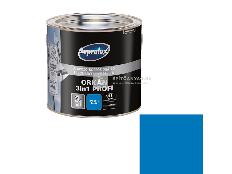 Supralux Orkán 3in1 Profi selyemfényű zománcfesték RAL5015 égkék 2,5 l