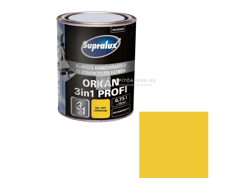 Supralux Orkán 3in1 Profi selyemfényű zománcfesték RAL1003 sárga 0,75 l