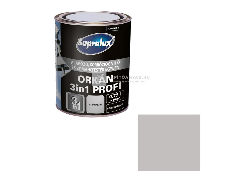 Supralux Orkán 3in1 Profi selyemfényű zománcfesték alumínium 0,75 l