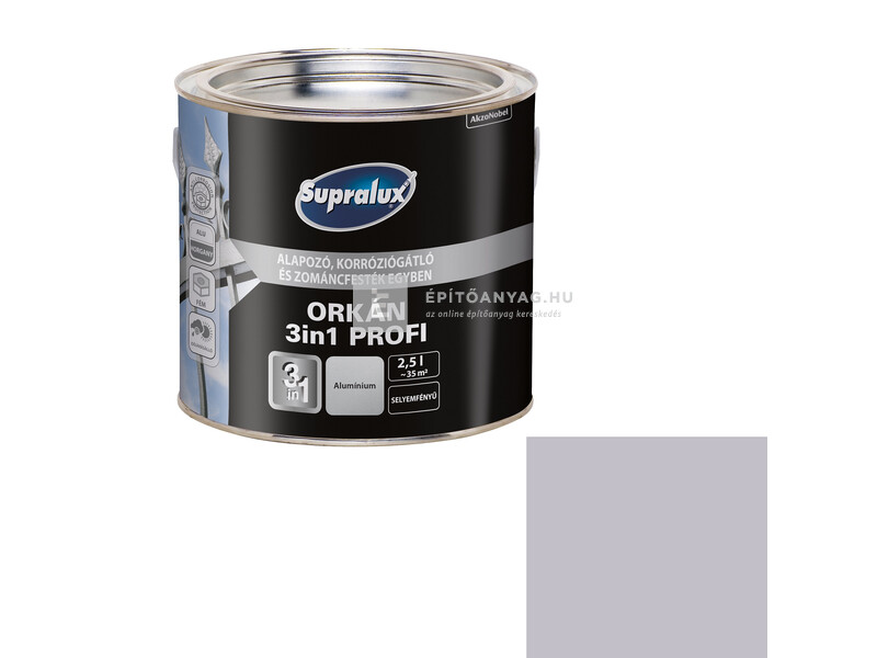 Supralux Orkán 3in1 Profi selyemfényű zománcfesték alumínium 2,5 l
