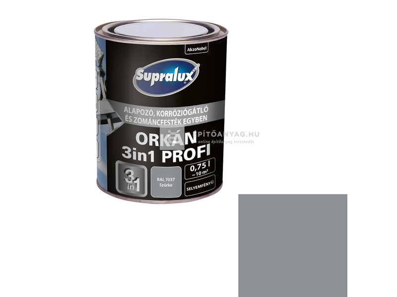 Supralux Orkán 3in1 Profi selyemfényű zománcfesték RAL7037 szürke 0,75 l