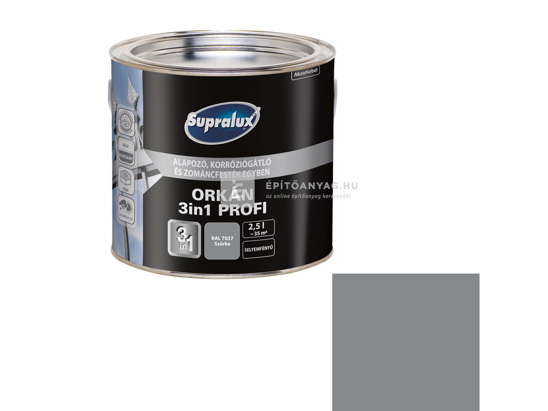 Supralux Orkán 3in1 Profi selyemfényű zománcfesték RAL7037 szürke 2,5 l