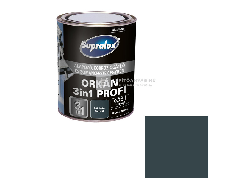 Supralux Orkán 3in1 Profi selyemfényű zománcfesték RAL7016 antracit 0,75 l
