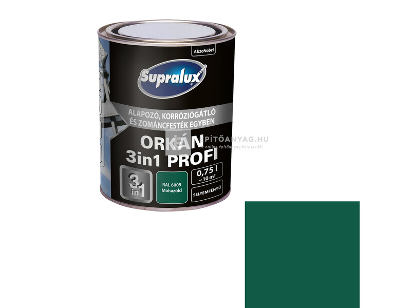 Supralux Orkán 3in1 Profi selyemfényű zománcfesték RAL6005 mohazöld 0,75 l
