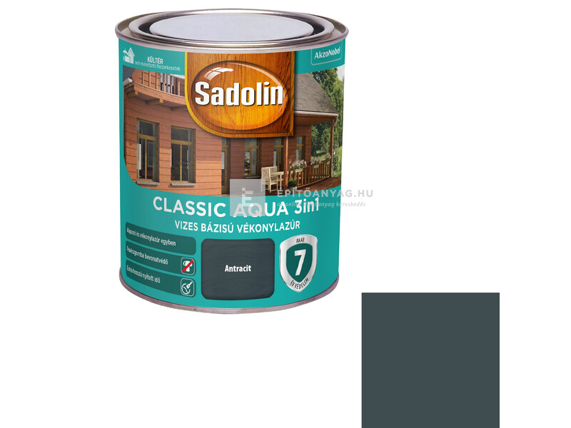 Sadolin Classic Aqua selyemfényű vékonylazúr asntracit 0,75 l