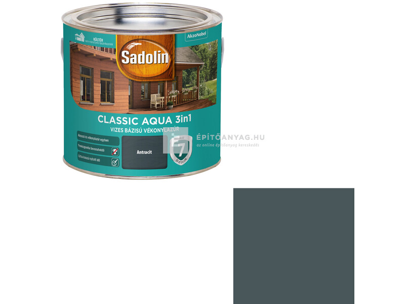Sadolin Classic Aqua selyemfényű vékonylazúr asntracit 2,5 l