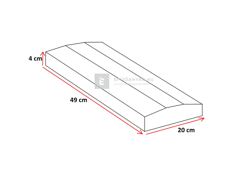 Leier lábazati kúpos fedlap finomszórt szürke 20x49x4 cm