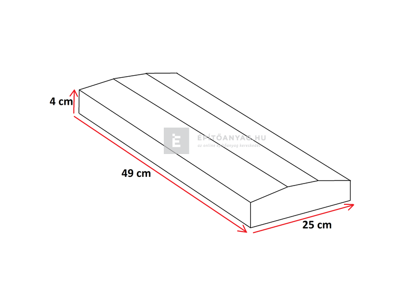 Leier lábazati kúpos fedlap finomszórt szürke 20x49x4 cm