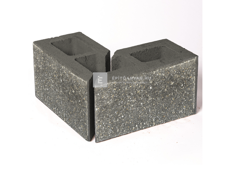 újHÁZ Modern kerítéskő sarokelem finomszórt, carbon 2x 40/20x20x20 cm