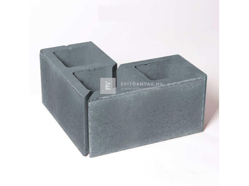 újHÁZ Modern kerítéskő sarokelem finomszórt, carbon 2x 40/20x20x20 cm