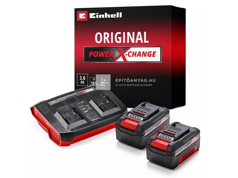 Einhell 2x 3,0 Ah Power X-Change & Twincharger Kit 2 db akku + dupla töltő szett