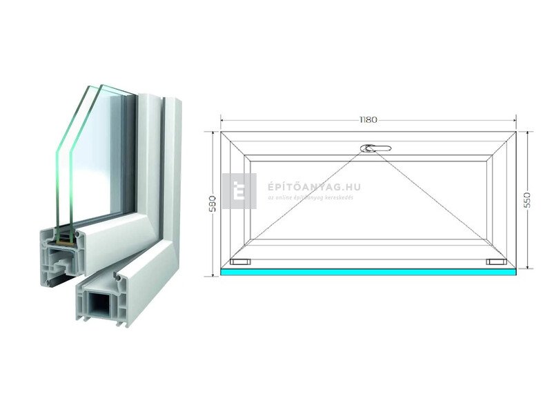 Königablak Veka 70 AD 2r üv B 120x60 cm fehér ablak