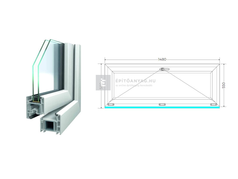 Königablak Veka 70 AD 2r üv B 150x60 cm fehér ablak