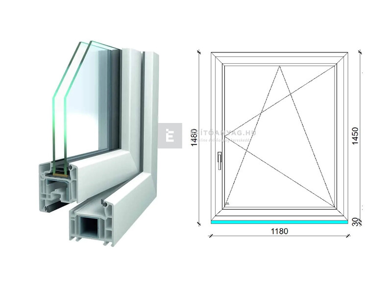 Königablak Veka 70 AD 2r üv BNY 120x150 cm jobb fehér ablak