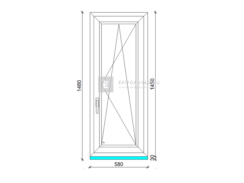 Königablak Veka 70 AD 2r üv BNY 60x150 cm jobb fehér ablak