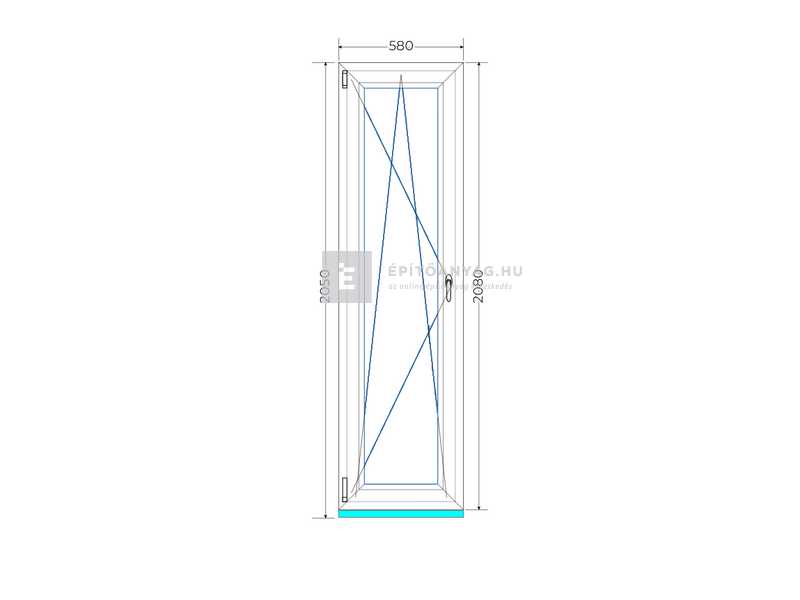 Königablak Veka 70 AD 2r üv BNY 60x210 cm bal fehér ablak