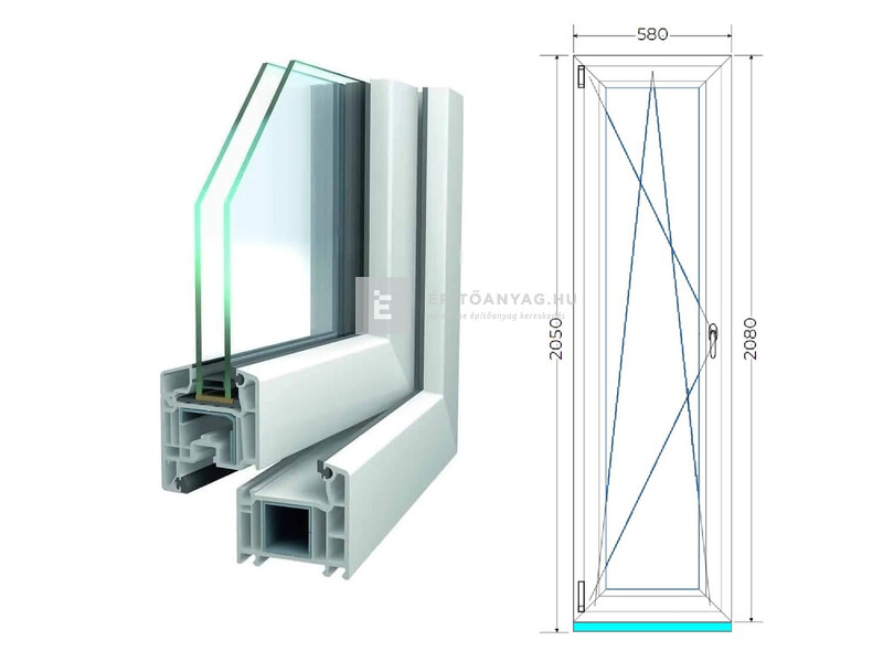 Königablak Veka 70 AD 2r üv BNY 60x210 cm bal fehér ablak