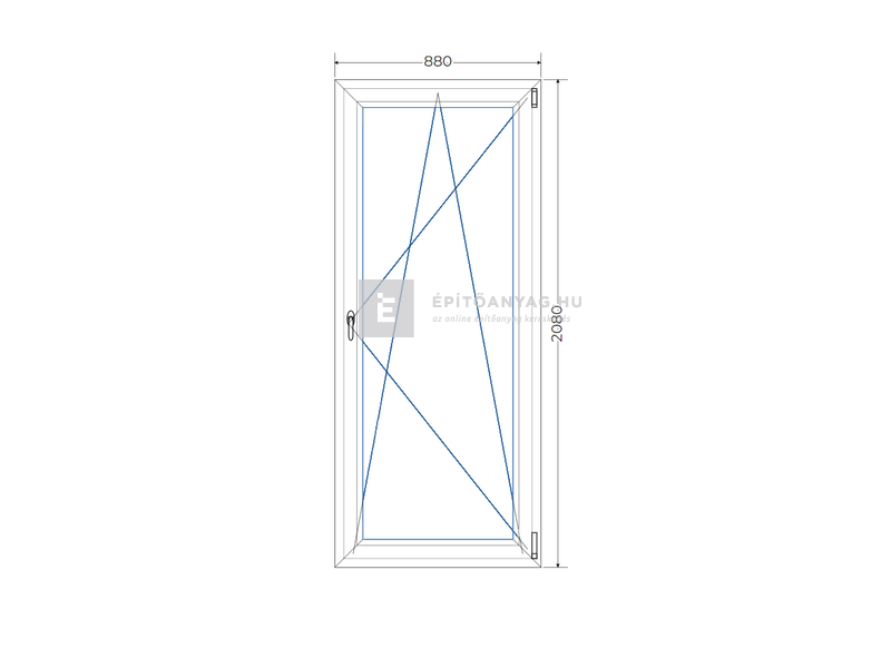 Königablak Veka 70 AD 2r üv BNY 90x210 cm jobb fehér erkélyajtó